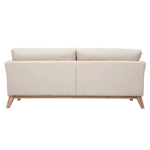 Miliboo Canapé scandinave déhoussable 3 Places en Tissu Beige et Bois Clair Oslo