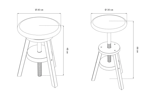 ABC MEUBLES - Tabouret à vis en Bois - S019 - Bru