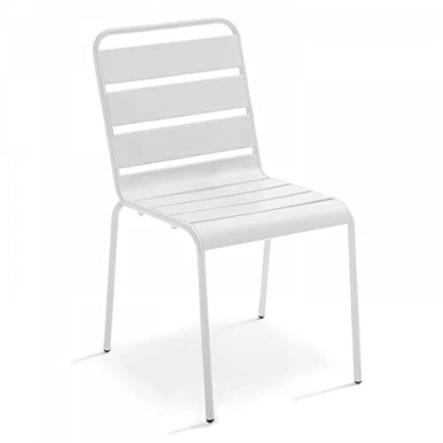 Oviala Palavas - Chaise de Jardin en métal Blanc
