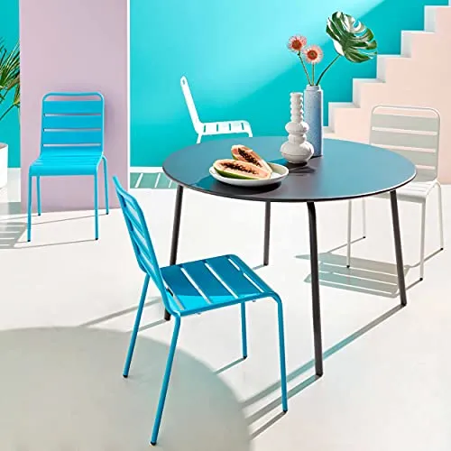 Oviala Palavas - Chaise de Jardin en métal Blanc