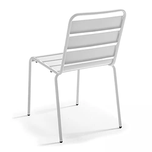 Oviala Palavas - Chaise de Jardin en métal Blanc
