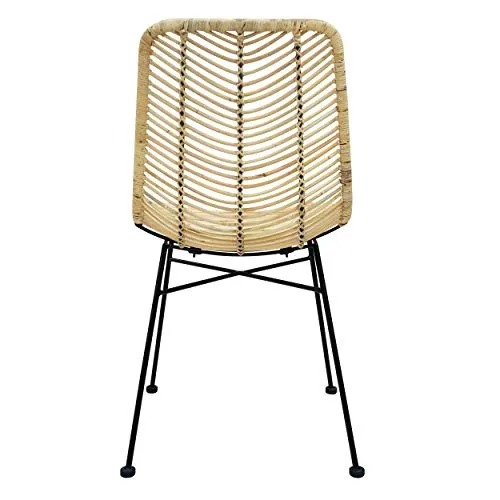 Rendez vous déco - Chaise en Rotin Naturel - Tamara - Chaise Salle à Manger/Cuisine - Lot 2 Chaises - Piètement Métal