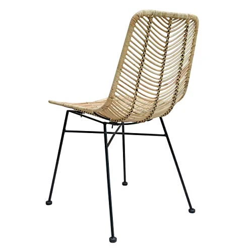 Rendez vous déco - Chaise en Rotin Naturel - Tamara - Chaise Salle à Manger/Cuisine - Lot 2 Chaises - Piètement Métal