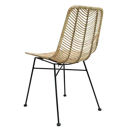 Rendez vous déco - Chaise en Rotin Naturel - Tamara - Chaise Salle à Manger/Cuisine - Lot 2 Chaises - Piètement Métal