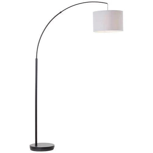 Brillant | Lampadaire arc Aike 1,8m noir mat/gris | 1x A60, E27, 40W, adapté aux lampes normales (non incluses)