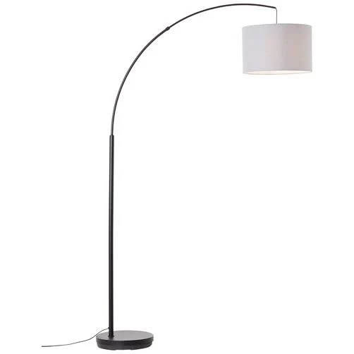 Brillant | Lampadaire arc Aike 1,8m noir mat/gris | 1x A60, E27, 40W, adapté aux lampes normales (non incluses)