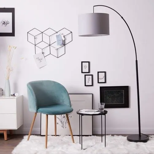 Brillant | Lampadaire arc Aike 1,8m noir mat/gris | 1x A60, E27, 40W, adapté aux lampes normales (non incluses)