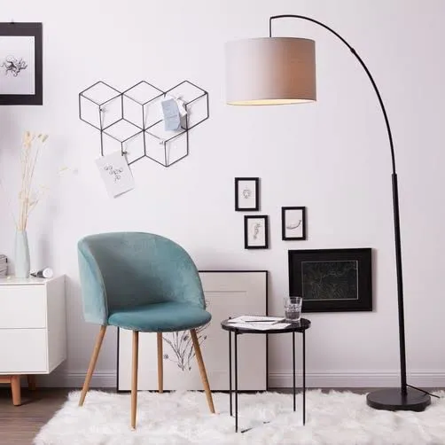 Brillant | Lampadaire arc Aike 1,8m noir mat/gris | 1x A60, E27, 40W, adapté aux lampes normales (non incluses)