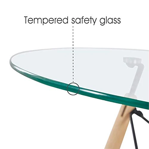 H.J WeDoo Ronde Table en Verre Table de Salle à Manger Scandinave Diamètre 80cm Moderne Style Nordique HxD: 75 x 80 cm en Verre trempé, Transparent