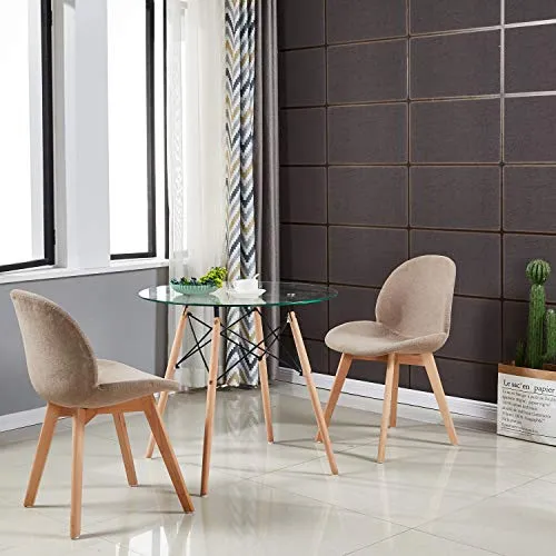 H.J WeDoo Ronde Table en Verre Table de Salle à Manger Scandinave Diamètre 80cm Moderne Style Nordique HxD: 75 x 80 cm en Verre trempé, Transparent