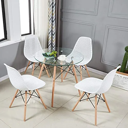 H.J WeDoo Ronde Table en Verre Table de Salle à Manger Scandinave Diamètre 80cm Moderne Style Nordique HxD: 75 x 80 cm en Verre trempé, Transparent