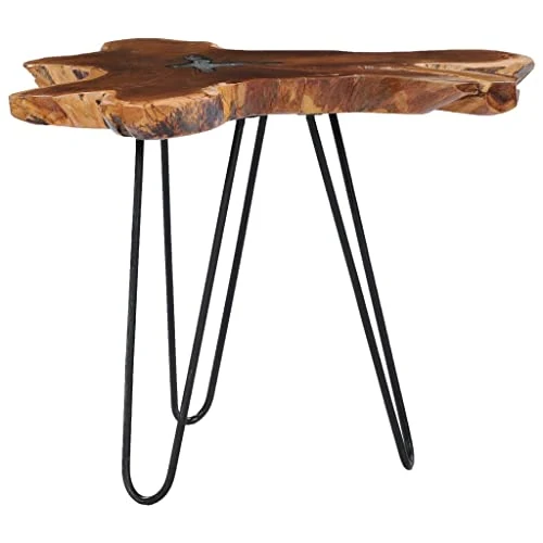 vidaXL Table Basse Table d'Appoint Table de Salon Bout de Canapé Maison Intérieur Salle de Séjour 70x45 cm Polyrésine Bois de Teck Massif