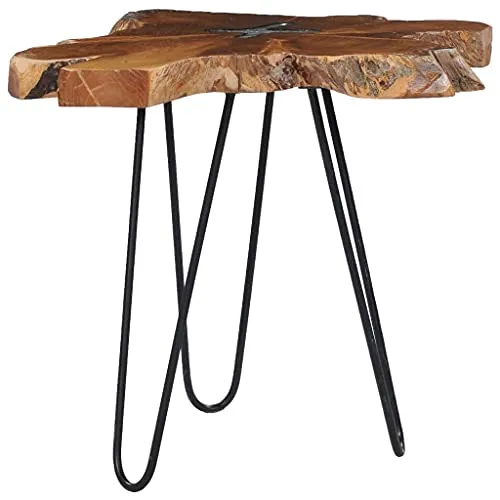 vidaXL Table Basse Table d'Appoint Table de Salon Bout de Canapé Maison Intérieur Salle de Séjour 70x45 cm Polyrésine Bois de Teck Massif