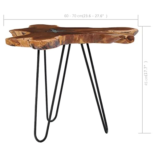 vidaXL Table Basse Table d'Appoint Table de Salon Bout de Canapé Maison Intérieur Salle de Séjour 70x45 cm Polyrésine Bois de Teck Massif