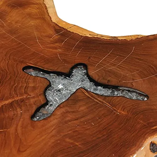 vidaXL Table Basse Table d'Appoint Table de Salon Bout de Canapé Maison Intérieur Salle de Séjour 70x45 cm Polyrésine Bois de Teck Massif