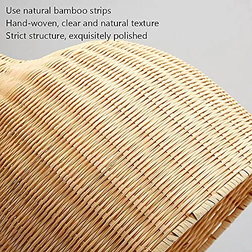 Suspension Rotin Osier Bambou, Abat Jour Osier Rotin Suspension, Traditionnel et Rustique pour Suspension. Fait Main Lustre en Rotin/Osier Tressé Nature. Rural Abat Jour Plafond Original (35cm)
