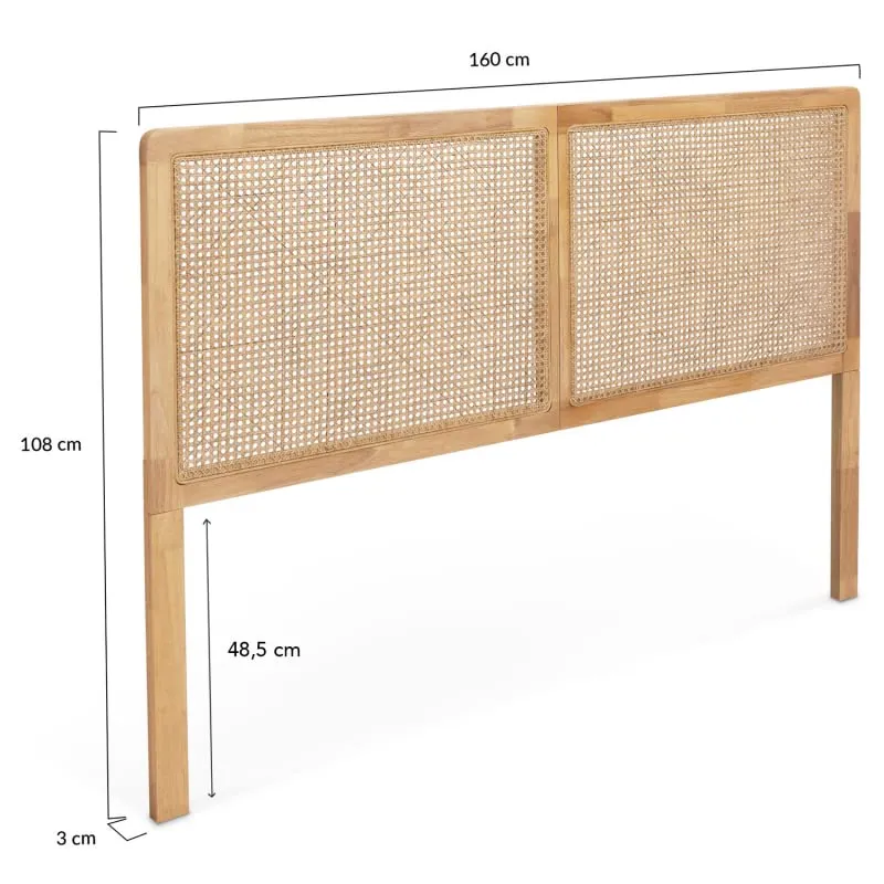 IDMarket - Tête de lit EDHEN cannage et Bois 160 CM
