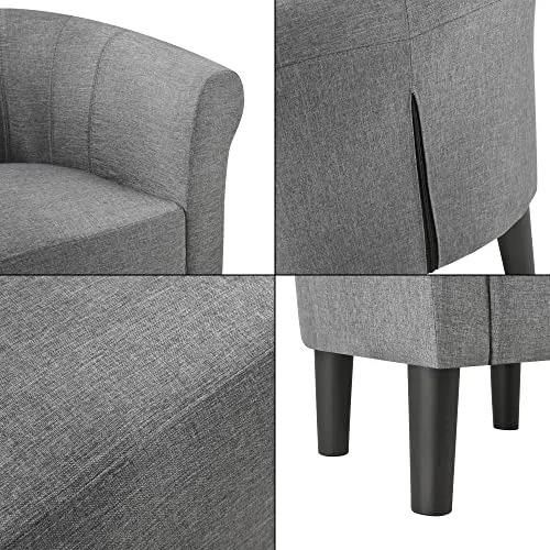 [en.casa] Fauteuil Chaise Siège Tissu Polyester Plastique Gris 70 x 70 x 58 cm