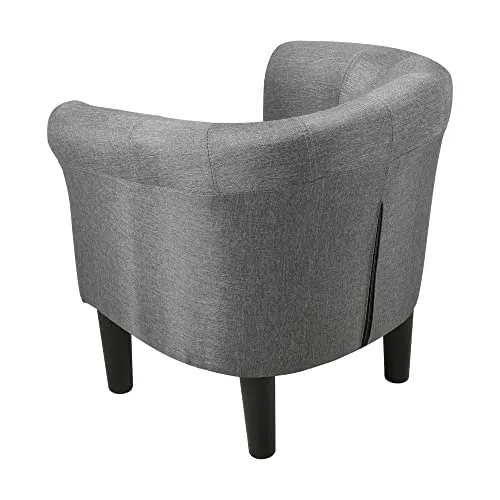 [en.casa] Fauteuil Chaise Siège Tissu Polyester Plastique Gris 70 x 70 x 58 cm
