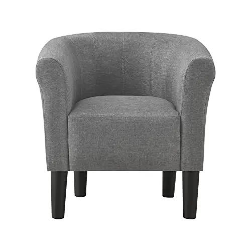 [en.casa] Fauteuil Chaise Siège Tissu Polyester Plastique Gris 70 x 70 x 58 cm