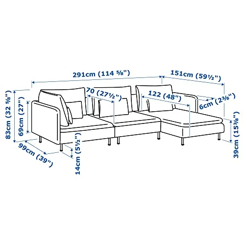 Ikea SÖDERHAMN Canapé 4 places avec méridienne Gransel Naturel