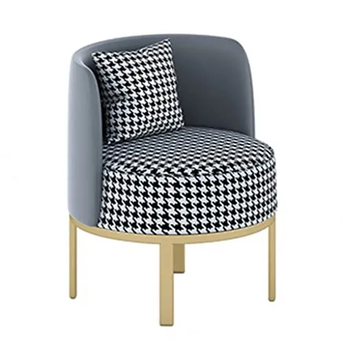 Fauteuil Relaxation,Fauteuil Salon Scandinave,Linge Pied de Poule Revêtement en Tissu,pour Salle Manger Salon Bureau Chambre(Color:Gris)