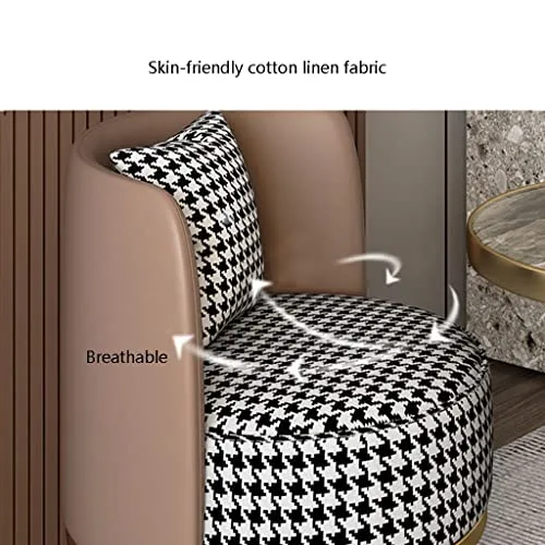 Fauteuil Relaxation,Fauteuil Salon Scandinave,Linge Pied de Poule Revêtement en Tissu,pour Salle Manger Salon Bureau Chambre(Color:Gris)