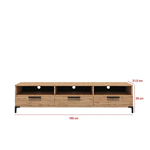 Selsey RIKKE - Meuble TV/Banc TV (chêne wotan, 160 cm, sans LED)