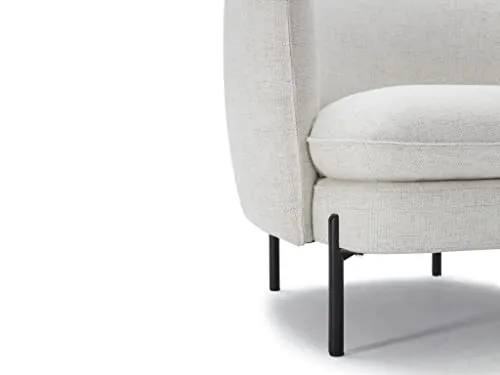 Vente-unique Fauteuil en Tissu et Lin crème avec Pieds en métal Noir ANOULA