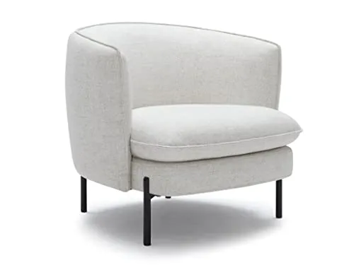 Vente-unique Fauteuil en Tissu et Lin crème avec Pieds en métal Noir ANOULA