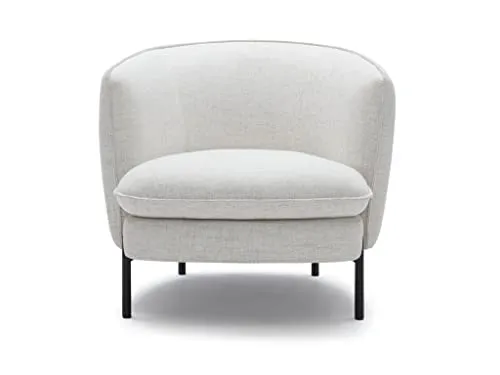 Vente-unique Fauteuil en Tissu et Lin crème avec Pieds en métal Noir ANOULA
