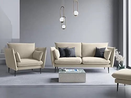 MICADONI - Fauteuil Agate - 1 Place - Velours - Beige