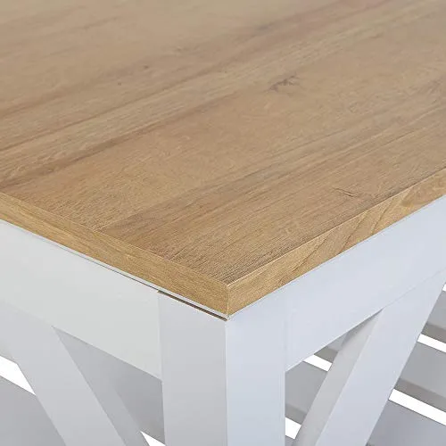 Beliani Table Basse 100 x 60 cm en MDF Effet Bois Clair et Blanc avec Plateau de Rangement pour Salon de Style Traditionnel, Moderne ou Scandinave