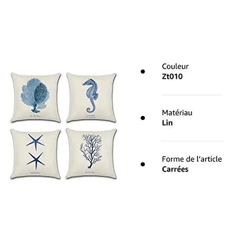 HuifengS Lot de 4 Housses de coussin en lin, housses carrées décoratives avec motifs de forêt et plantes tropicales, idéales pour canapés, lits, chaises, 45 x 45 cm, Lin, Zt010., 45 x 45 Centimeters