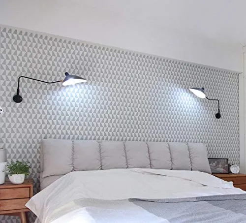 Bras Long Applique Murale Interieur avec Interrupteur Industrielle Lampe Murale Vintage Retro Bras Articule Pivotant Créative Design Luminaire de Lecture Lumiere Chevet Eclairage Métal Noir 118cm