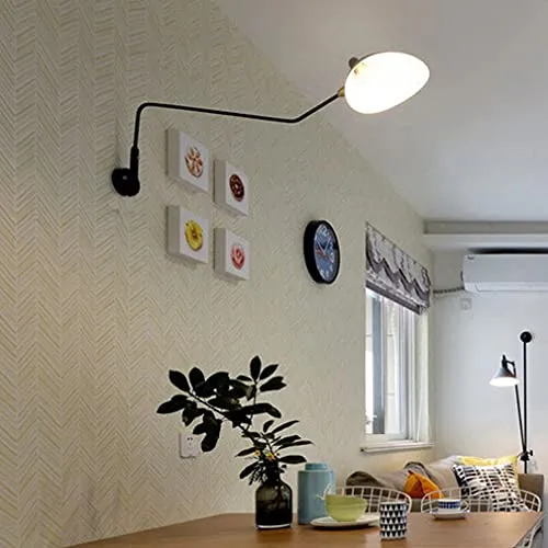 Bras Long Applique Murale Interieur avec Interrupteur Industrielle Lampe Murale Vintage Retro Bras Articule Pivotant Créative Design Luminaire de Lecture Lumiere Chevet Eclairage Métal Noir 118cm