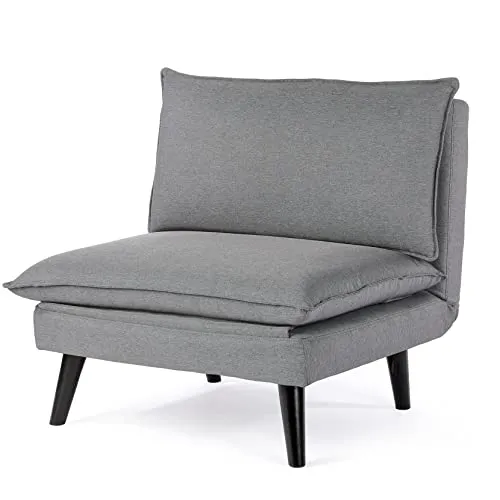 Vesgantti Canapé-Lit Convertible 1 Place, Fauteuil Chauffeuse 1 Place, 6 Positions Pliant, Grand Confort, pour Salon/Bureau/Chambre/Appartement/Petit Espace, Tissu Gris