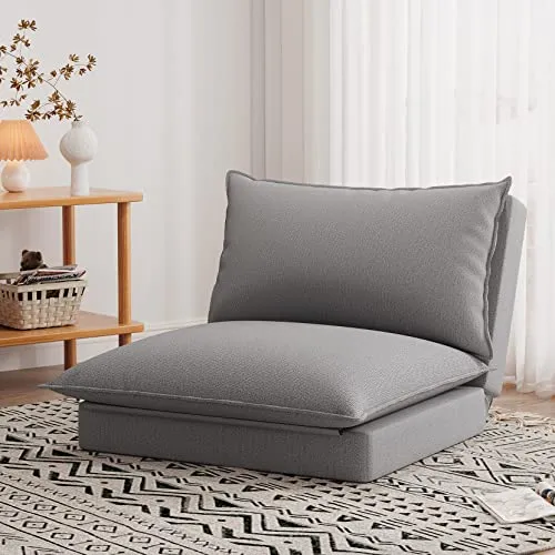 Vesgantti Canapé-Lit Convertible 1 Place, Fauteuil Chauffeuse 1 Place, 6 Positions Pliant, Grand Confort, pour Salon/Bureau/Chambre/Appartement/Petit Espace, Tissu Gris