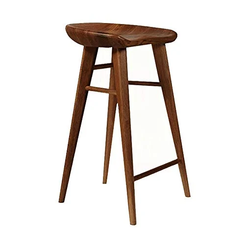 Tabouret de Bar en Bois Massif avec Repose-pieds, Siège Incurvé Ergonomique pour Comptoir Cuisine Café, Chaise de Petit-déjeuner Hauteur 55/65/75 cm (Couleur : Noyer, taille : 65cm)