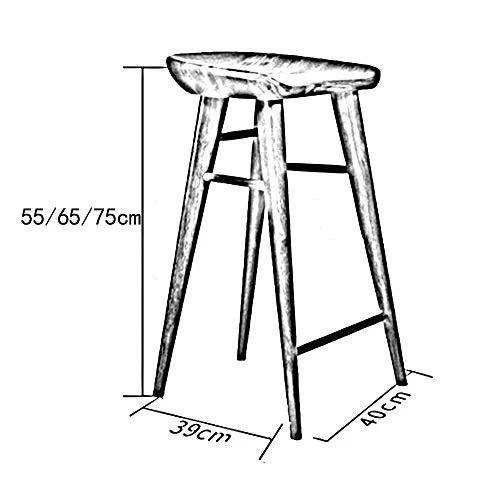 Tabouret de Bar en Bois Massif avec Repose-pieds, Siège Incurvé Ergonomique pour Comptoir Cuisine Café, Chaise de Petit-déjeuner Hauteur 55/65/75 cm (Couleur : Noyer, taille : 65cm)