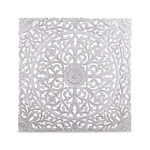 Menzzo Flora Tête de lit, Bois, Blanc, Double
