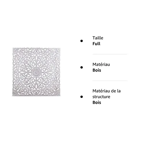 Menzzo Flora Tête de lit, Bois, Blanc, Double