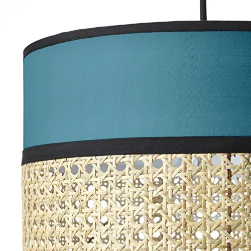 Brilliant lampe Dayanara suspension 30cm bleu / rotin | 1x A60, E27, 60W, adapté aux lampes standard (non incluses) | Échelle A ++ à E | Le câble peut être raccourci