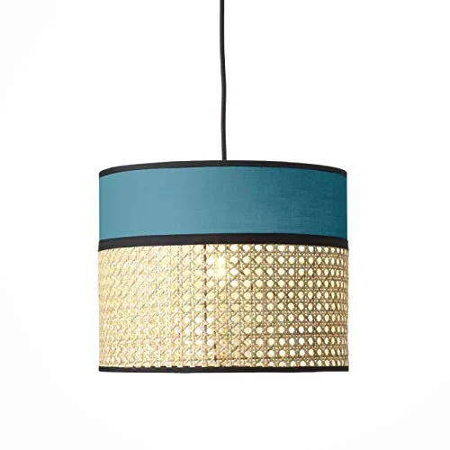Brilliant lampe Dayanara suspension 30cm bleu / rotin | 1x A60, E27, 60W, adapté aux lampes standard (non incluses) | Échelle A ++ à E | Le câble peut être raccourci