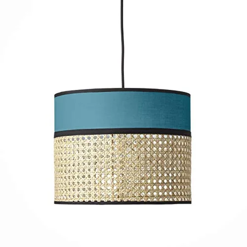 Brilliant lampe Dayanara suspension 30cm bleu / rotin | 1x A60, E27, 60W, adapté aux lampes standard (non incluses) | Échelle A ++ à E | Le câble peut être raccourci