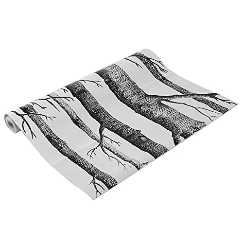 Wanjorlay Papier Peint Arbre de Bouleau Blanc Noir pour Chambre à Coucher Design Moderne Papier Peint Rouleau Papier Peint Bois ForêT Rustique
