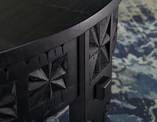 WOHNLING Basse Design 80x36x80 cm Table Basse en manguier en Bois Massif Rond Noir | Table de Salon en Bois Table de Salon Solide | Table de Salon Oriental | Table Basse Table de Salon