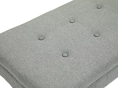 CLP Banquette Namaro en Tissu I Banc avec Pieds Carrés en Bois De Caoutchouc I Bout De Lit avec Espace De Rangement, Couleur:Gris, Couleur du Cadre:Antique Clair