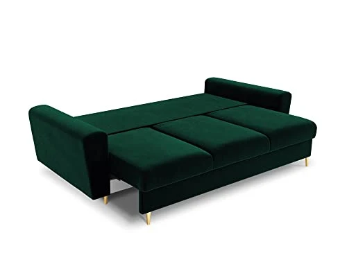 MICADONI - Canapé Convertible Moghan - 3 Places - Velours - Vert Bouteille