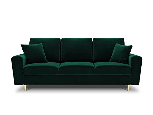 MICADONI - Canapé Convertible Moghan - 3 Places - Velours - Vert Bouteille